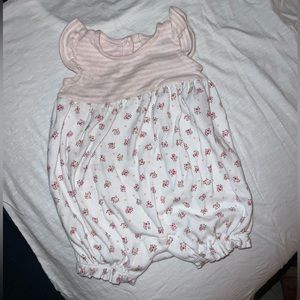 Pink flower bubble romper